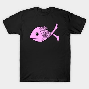 Pink Fish with Human Feet Unique Design T-Shirt